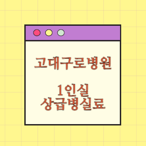고려대학교 구로병원 1인실(상급병실) 비용 공개!