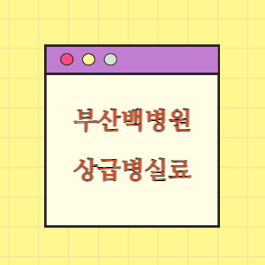 부산백병원 상급병실(1인실) 비용 공개!
