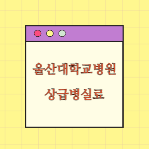 울산대학교병원 상급병실(1인실) 비용 공개!