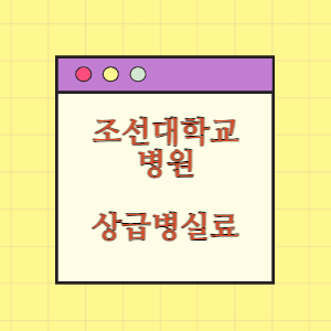 조선대학교병원 상급병실(1인실) 비용 공개!