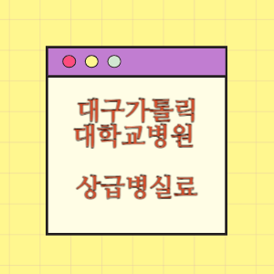대구가톨릭대학교병원 상급병실(1인실) 비용 공개!