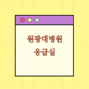 원광대학교병원 응급실 이용하기