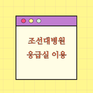 조선대학교병원 응급실 이용하기